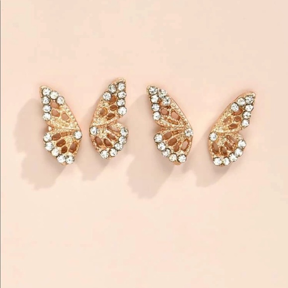 New 2Pairs Chic Butterfly Earrings Studs - Picture 2 of 2
